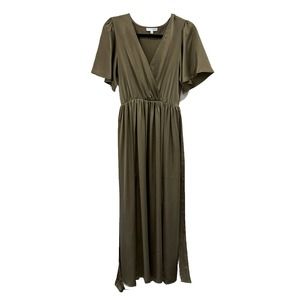 Baltic Born Women’s Olive Green Sicily Satin Maxi Dress - Medium